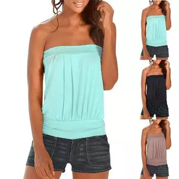 Женский повседневный летний однотонный топ-труба на одно плечо без рукавов XXXL чёрный