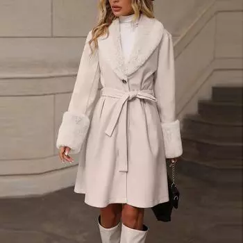 Женский повседневный модный кардиган средней длины с лацканами, однобортный тренч на завязках L