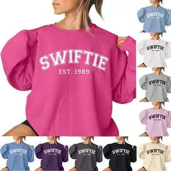 Женский повседневный модный концертный наряд с длинными рукавами 2023, модный пуловер с круглым вырезом и круглым вырезом, верхняя блузка XL