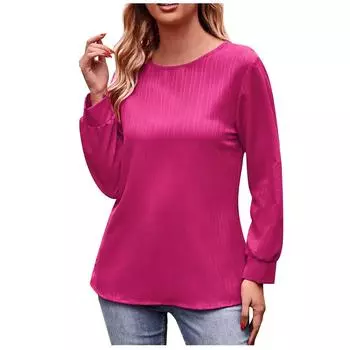 Женский повседневный модный однотонный пуловер с круглым вырезом, футболка с двойной линией, топ с длинными рукавами L