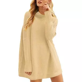 Женский повседневный модный однотонный пуловер с высоким воротником, свободный вязаный свитер XL