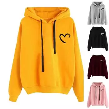 Женский повседневный модный однотонный свитер с капюшоном и длинными рукавами с принтом ко Дню святого Валентина XXL розовый