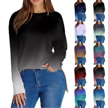 Женский повседневный модный однотонный свитер с круглым вырезом и длинными рукавами L армия зеленый