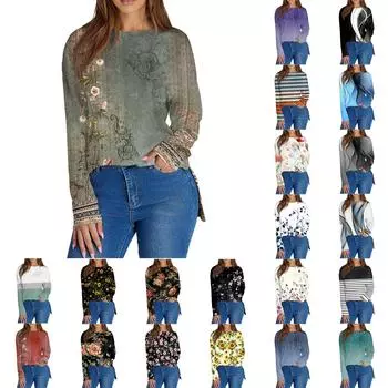 Женский повседневный модный однотонный свитер с круглым вырезом и длинными рукавами L армия зеленый