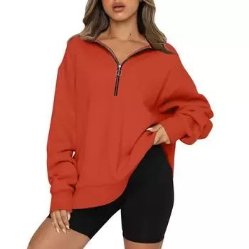 Женский повседневный модный однотонный топ с длинными рукавами на молнии L бронзовый