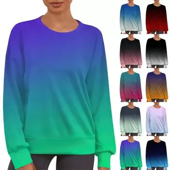 Женский повседневный модный принт с круглым вырезом и длинным рукавом, свитер-топ M