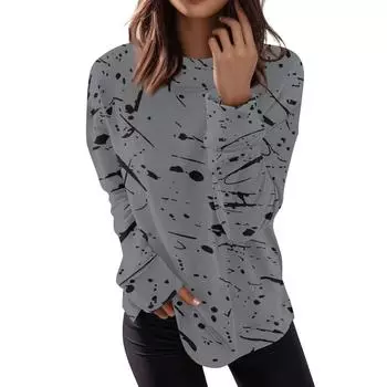 Женский повседневный модный пуловер с длинным рукавом и круглым вырезом на Хэллоуин с принтом L