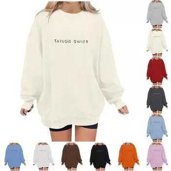 Женский повседневный модный пуловер с длинным рукавом и круглым вырезом с принтом M