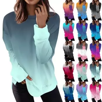 Женский повседневный модный пуловер с длинным рукавом и круглым вырезом с принтом S