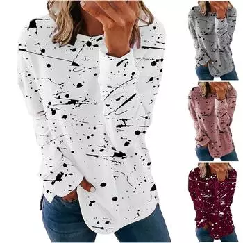 Женский повседневный модный пуловер с длинным рукавом и круглым вырезом на Хэллоуин с принтом L серый