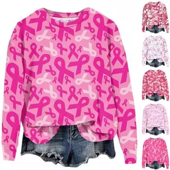 Женский повседневный модный пуловер с длинным рукавом и круглым вырезом с принтом XXXL