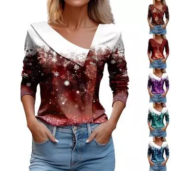 Женский повседневный модный пуловер с длинным рукавом с отворотом и V-образным вырезом на пуговицах L