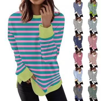 Женский повседневный модный пуловер с длинным рукавом и круглым вырезом с принтом XXXL белый