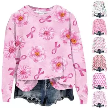 Женский повседневный модный пуловер с длинным рукавом и круглым вырезом с принтом L