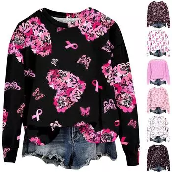 Женский повседневный модный пуловер с длинным рукавом и круглым вырезом с принтом S белый