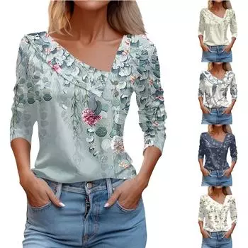 Женский повседневный модный пуловер с длинными рукавами и пуговицами с отворотом и V-образным вырезом XL