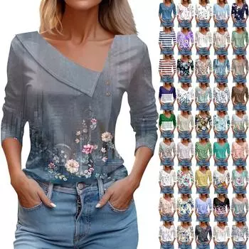 Женский повседневный модный пуловер с длинными рукавами и V-образным вырезом и пуговицами, топ с градиентом M верблюд