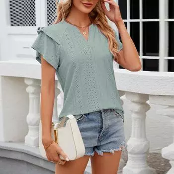 Женский повседневный модный сексуальный двухслойный топ с рюшами и v-образным вырезом M