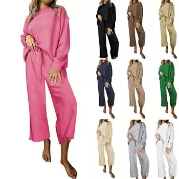 Женский повседневный модный сексуальный новый однотонный текстурированный спортивный костюм из двух частей со шнурком L бежевый