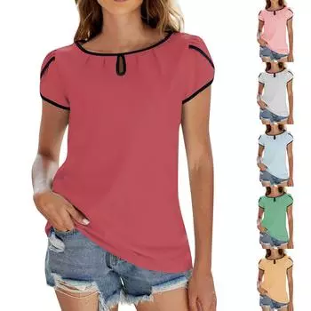 Женский повседневный модный сексуальный пуловер, свободный, удобный, крутой и дышащий футболка с круглым вырезом и короткими рукавами L зелёный