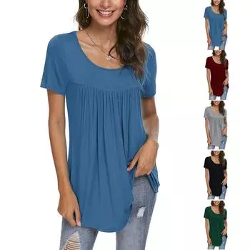 Женский повседневный модный сексуальный пуловер, свободный, удобный, крутой и дышащий футболка с круглым вырезом и короткими рукавами