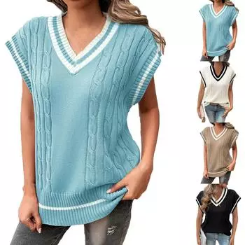 Женский повседневный модный сексуальный свободный пуловер с цветочным узором, удобный темпераментный топ без рукавов L чёрный