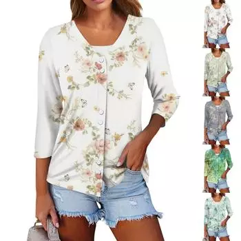 Женский повседневный модный сексуальный удобный крутой дышащий кардиган с v-образным вырезом и пуговицами, три четверти, с короткими рукавами L