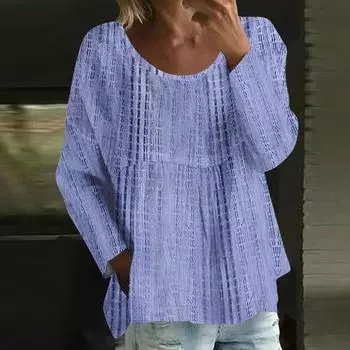 Женский повседневный модный свободный топ с круглым вырезом и цветочным принтом, с длинным рукавом XL