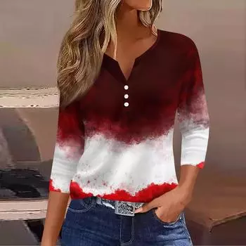 Женский повседневный модный топ с V-образным вырезом, свободного кроя, универсальный, с принтом на Хэллоуин, с рукавом три четверти M