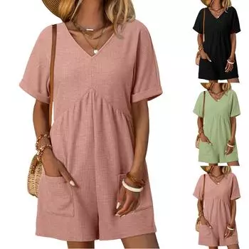 Женский повседневный модный удобный комбинезон с карманами M чёрный