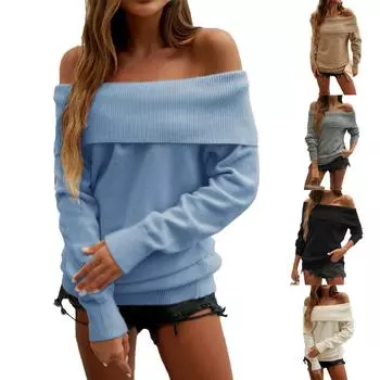 Женский повседневный модный удобный пуловер с лацканами в полоску с длинным рукавом уличный тренд вязаный свитер M верблюд