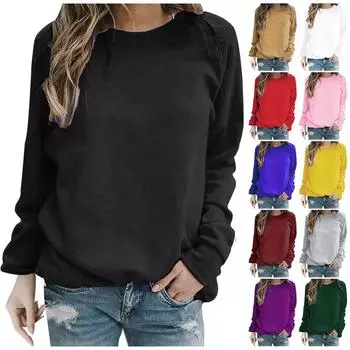 Женский повседневный однотонный пуловер с длинными рукавами, толстовка M фиолетовый