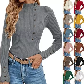 Женский повседневный однотонный тонкий вязаный свитер на пуговицах с длинными рукавами, базовый свитер L бежевый