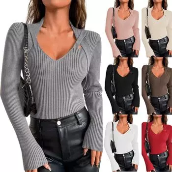 Женский повседневный однотонный тонкий вязаный свитер на пуговицах с длинными рукавами, базовый свитер M бежевый