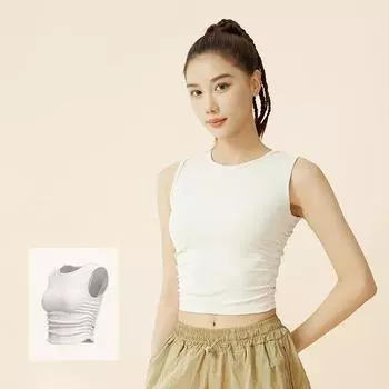 Женский повседневный однотонный топ-майка с полувысоким воротом, облегающий, без рукавов, универсальный L чёрный