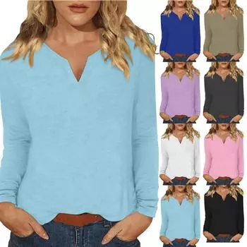 Женский повседневный однотонный топ с длинными рукавами L темно-синий