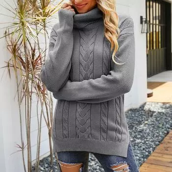 Женский повседневный однотонный вязаный свитер с лацканами, винтажный вязаный свитер S