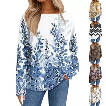 Женский повседневный полосатый пуловер, рубашка с длинным рукавом, толстовка большого размера L