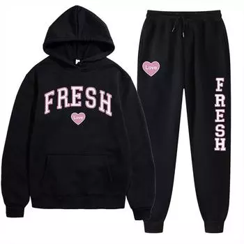 Женский повседневный принтованный пуловер, мужской модный комплект с капюшоном с длинными рукавами, принтованная толстовка с капюшоном S