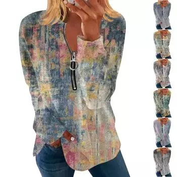 Женский повседневный пуловер на молнии 1/4 с длинным рукавом и воротником, однотонная спортивная одежда, топ для бега M хаки