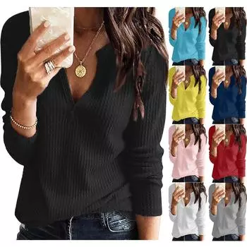 Женский повседневный пуловер с длинными рукавами контрастного цвета, толстовка XL красный