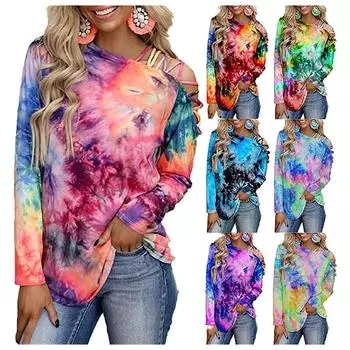 Женский повседневный пуловер с длинными рукавами контрастного цвета, толстовка M синий