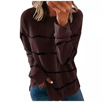 Женский повседневный пуловер с длинными рукавами контрастного цвета, толстовка M хаки