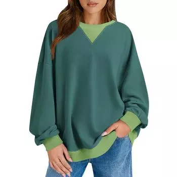 Женский повседневный пуловер с принтом, рубашка с длинным рукавом, толстовка большого размера L армия зеленый