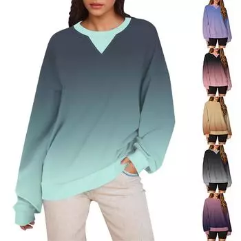 Женский повседневный пуловер с принтом, рубашка с длинным рукавом, толстовка большого размера L чёрный