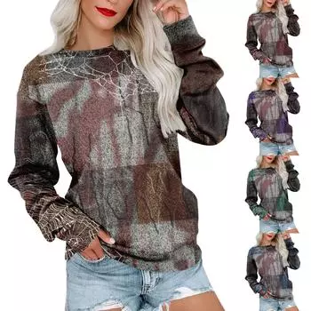 Женский повседневный пуловер с принтом, рубашка с длинным рукавом, толстовка большого размера M