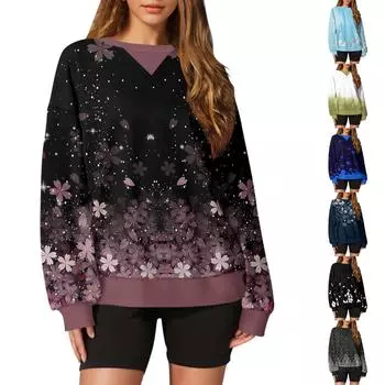 Женский повседневный пуловер с принтом, рубашка с длинным рукавом, толстовка большого размера M