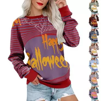 Женский повседневный пуловер с принтом, рубашка с длинным рукавом, толстовка большого размера L