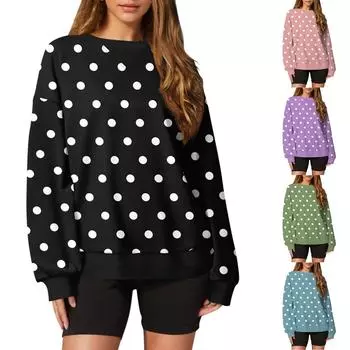 Женский повседневный пуловер с принтом, рубашка с длинным рукавом, толстовка большого размера XXL чёрный