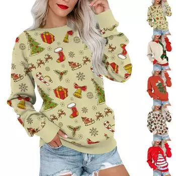 Женский повседневный пуловер с принтом, рубашка с длинным рукавом, толстовка большого размера XXL